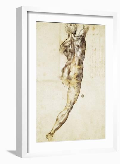 A Male Nude Seen from Behind, Study for the Battle of Cascina-null-Framed Giclee Print