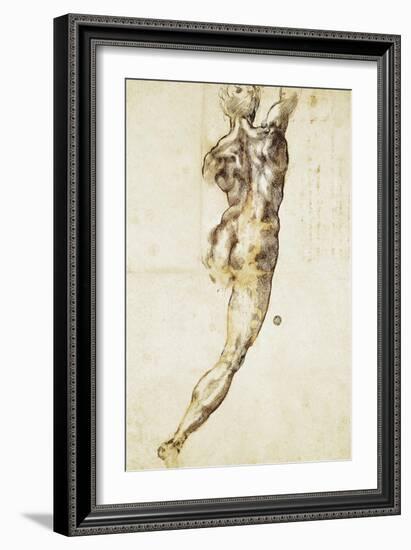 A Male Nude Seen from Behind, Study for the Battle of Cascina-null-Framed Giclee Print