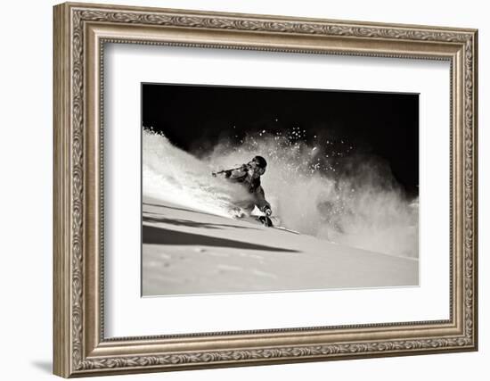 A Male Skier Travels Down the Slopes at Snowbird, Utah-Adam Barker-Framed Photographic Print