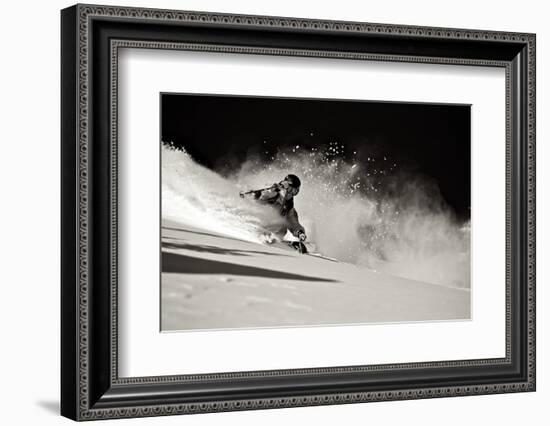 A Male Skier Travels Down the Slopes at Snowbird, Utah-Adam Barker-Framed Photographic Print