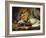 A Mallard and a Woodpigeon with a Basket of Apples and Grapes on a Wooden Ledge-Charles Thomas Bale-Framed Giclee Print