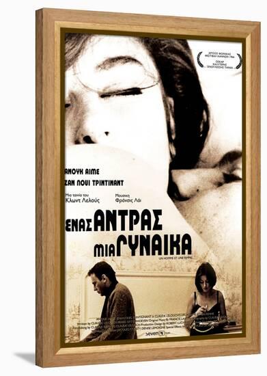 A Man and a Woman, Greek Movie Poster, 1966-null-Framed Stretched Canvas