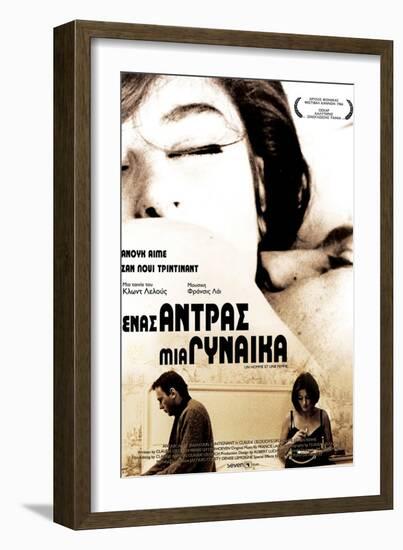 A Man and a Woman, Greek Movie Poster, 1966-null-Framed Art Print