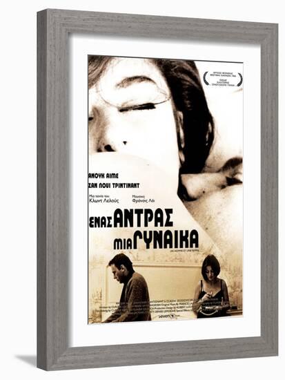 A Man and a Woman, Greek Movie Poster, 1966-null-Framed Premium Giclee Print