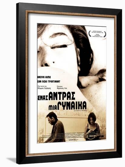 A Man and a Woman, Greek Movie Poster, 1966-null-Framed Premium Giclee Print