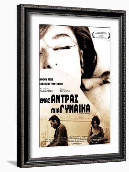 A Man and a Woman, Greek Movie Poster, 1966-null-Framed Premium Giclee Print