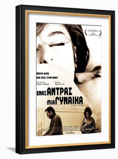 A Man and a Woman, Greek Movie Poster, 1966-null-Framed Premium Giclee Print