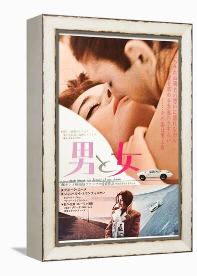 A Man and a Woman, Japanese poster, Jean-Louis Trintignant, Anouk Aimee, 1968-null-Framed Stretched Canvas