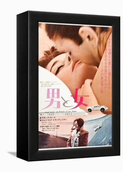 A Man and a Woman, Japanese poster, Jean-Louis Trintignant, Anouk Aimee, 1968-null-Framed Stretched Canvas