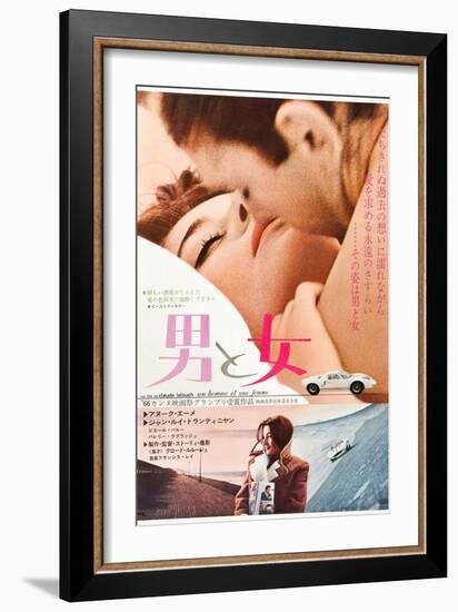 A Man and a Woman, Japanese poster, Jean-Louis Trintignant, Anouk Aimee, 1968--Framed Art Print