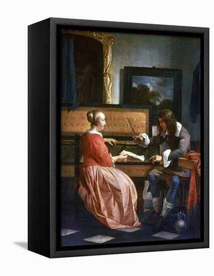 A Man and a Woman Seated by a Virginal, C1649-1667-Gabriel Metsu-Framed Premier Image Canvas