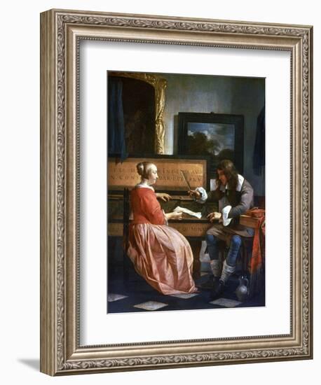 A Man and a Woman Seated by a Virginal, C1649-1667-Gabriel Metsu-Framed Giclee Print