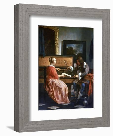 A Man and a Woman Seated by a Virginal, C1649-1667-Gabriel Metsu-Framed Giclee Print