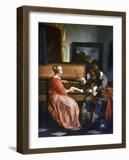 A Man and a Woman Seated by a Virginal, C1649-1667-Gabriel Metsu-Framed Giclee Print