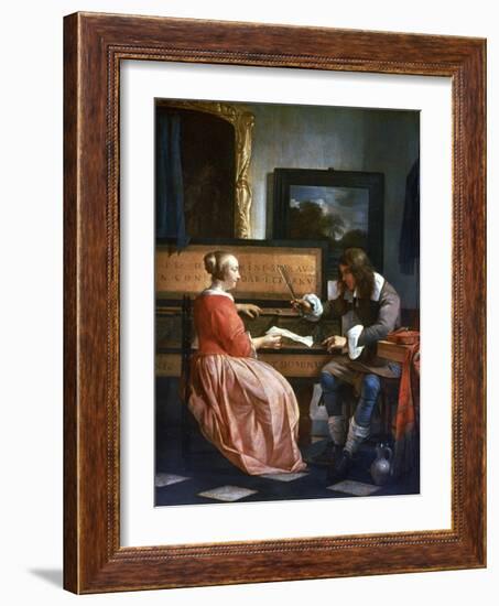 A Man and a Woman Seated by a Virginal, C1649-1667-Gabriel Metsu-Framed Giclee Print