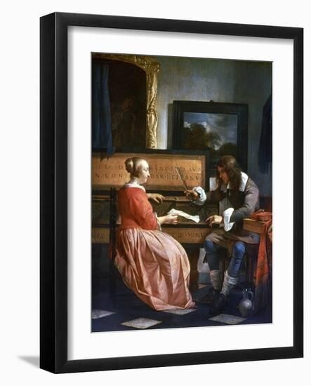 A Man and a Woman Seated by a Virginal, C1649-1667-Gabriel Metsu-Framed Giclee Print