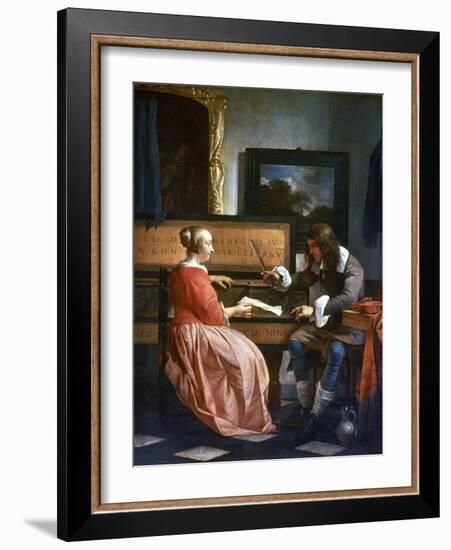 A Man and a Woman Seated by a Virginal, C1649-1667-Gabriel Metsu-Framed Giclee Print