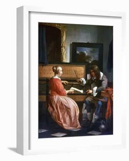 A Man and a Woman Seated by a Virginal, C1649-1667-Gabriel Metsu-Framed Giclee Print