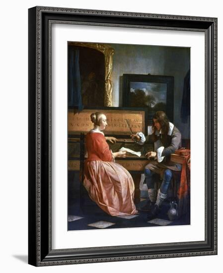 A Man and a Woman Seated by a Virginal, C1649-1667-Gabriel Metsu-Framed Giclee Print