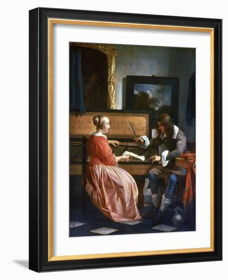 A Man and a Woman Seated by a Virginal, C1649-1667-Gabriel Metsu-Framed Giclee Print