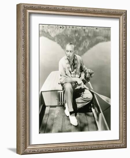 A Man and His Dachshund Go Rowing-null-Framed Photo