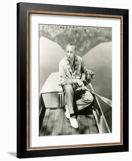 A Man and His Dachshund Go Rowing-null-Framed Photo