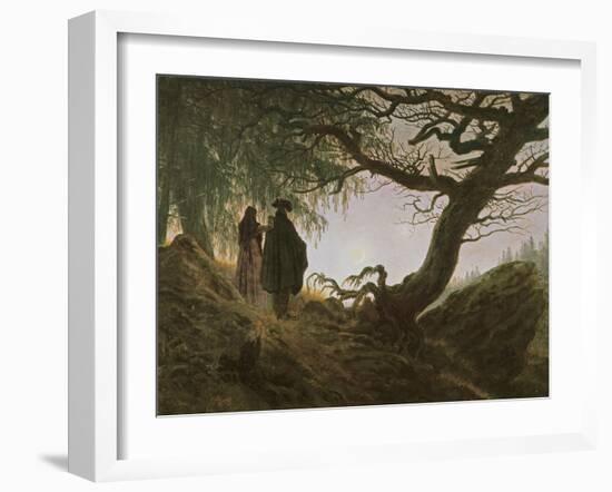 A Man and Woman Contemplating Moon-Caspar David Friedrich-Framed Giclee Print