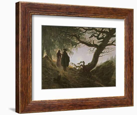 A Man and Woman Contemplating Moon-Caspar David Friedrich-Framed Giclee Print