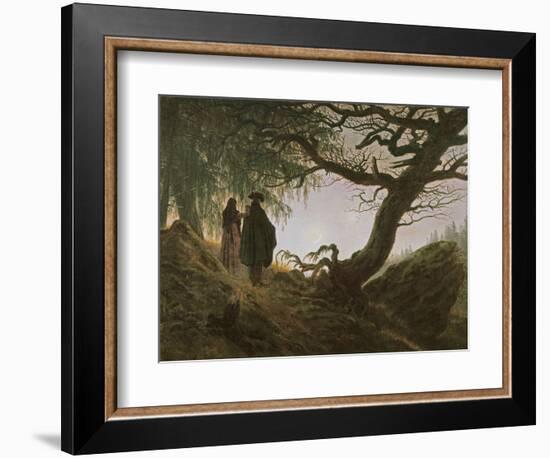 A Man and Woman Contemplating Moon-Caspar David Friedrich-Framed Giclee Print