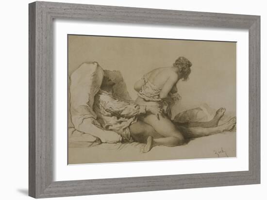 A Man and Woman Making Love, Plate I of "Liebe," 1901-Mihaly von Zichy-Framed Giclee Print