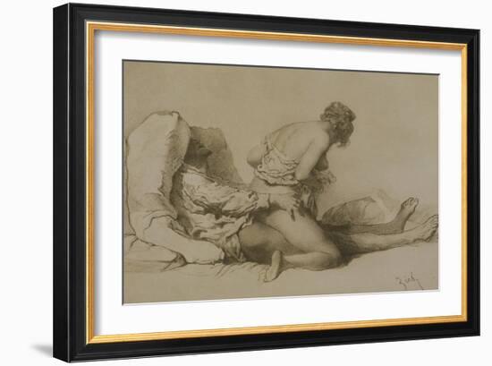 A Man and Woman Making Love, Plate I of "Liebe," 1901-Mihaly von Zichy-Framed Giclee Print