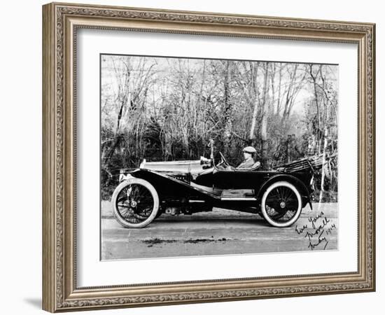 A Man at the Wheel of a Hispano-Suiza Alfonso XIII, 1914-null-Framed Photographic Print