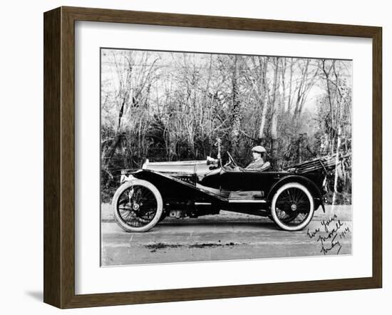 A Man at the Wheel of a Hispano-Suiza Alfonso XIII, 1914-null-Framed Photographic Print