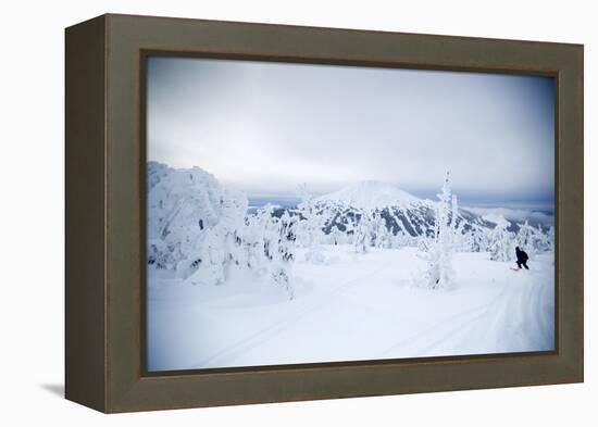 A Man Backcountry Skiing on Mt. Tumalo, Oregon Cascades-Bennett Barthelemy-Framed Premier Image Canvas