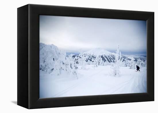 A Man Backcountry Skiing on Mt. Tumalo, Oregon Cascades-Bennett Barthelemy-Framed Premier Image Canvas