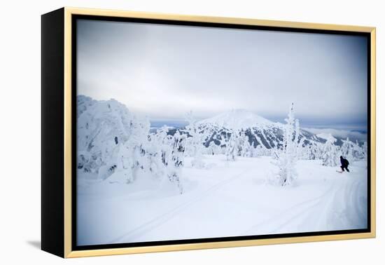 A Man Backcountry Skiing on Mt. Tumalo, Oregon Cascades-Bennett Barthelemy-Framed Premier Image Canvas