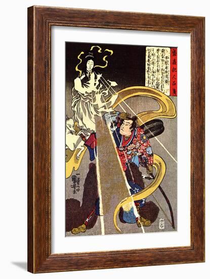 A Man Confronted with an Apparition of the Fox Goddess-Kuniyoshi Utagawa-Framed Giclee Print