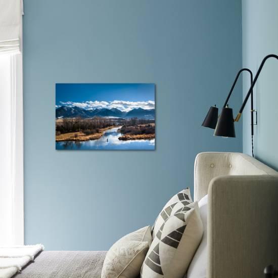 A Man Fly Fishes In A Spring Creek In Paradise Valley Montana On A Beautiful Wintry Day Photographic Print Ben Herndon Art Com