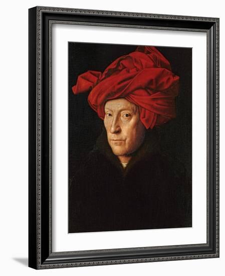 A Man in a Red Turban (Self-Portrait of Jan Van Eyck), 1433-Jan van Eyck-Framed Giclee Print