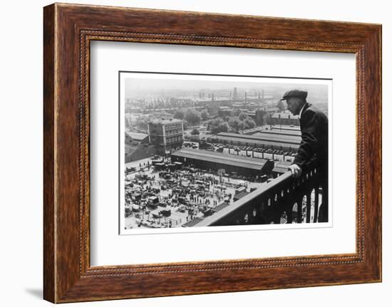 A Man Looks Down over the Old Caledonian Road Market, Caledonian Road, North London-null-Framed Photographic Print