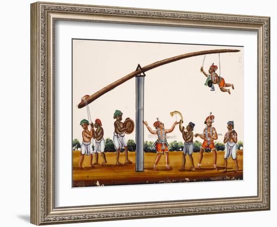 A Man Mimicing Hanuman, the Monkey God of the Ramayana Epic, in a Circus-Like Activity, from…-null-Framed Giclee Print