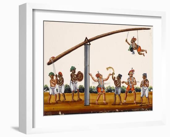 A Man Mimicing Hanuman, the Monkey God of the Ramayana Epic, in a Circus-Like Activity, from…-null-Framed Giclee Print