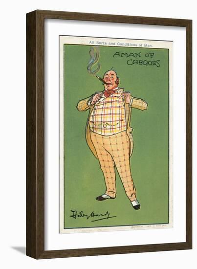 A Man of Cheques: a Fat Wealthy Man Wearing a Checked Suit (Chromolitho)-Dudley Hardy-Framed Giclee Print