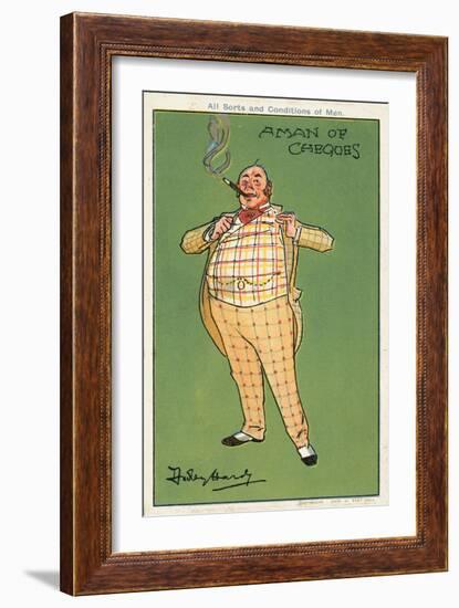 A Man of Cheques: a Fat Wealthy Man Wearing a Checked Suit (Chromolitho)-Dudley Hardy-Framed Giclee Print