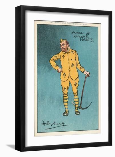 A Man of Regular Habits: Prisoner Holding a Pickaxe (Colour Litho)-Dudley Hardy-Framed Giclee Print