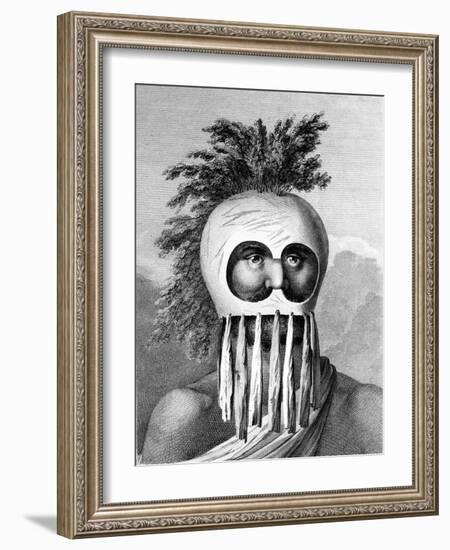 A Man of the Sandwich Islands in a Mask, Illustration from 'A Voyage to the Pacific', Engraved by…-John Webber-Framed Giclee Print