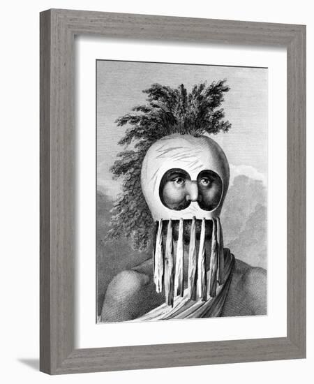 A Man of the Sandwich Islands in a Mask, Illustration from 'A Voyage to the Pacific', Engraved by…-John Webber-Framed Giclee Print