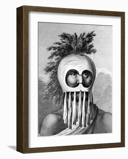 A Man of the Sandwich Islands in a Mask, Illustration from 'A Voyage to the Pacific', Engraved by…-John Webber-Framed Giclee Print