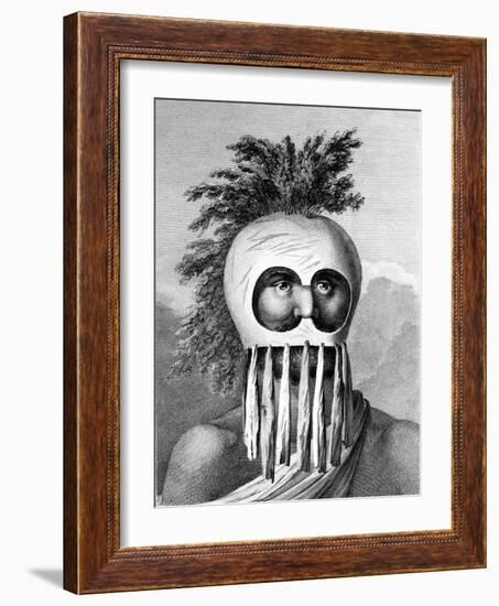 A Man of the Sandwich Islands in a Mask, Illustration from 'A Voyage to the Pacific', Engraved by…-John Webber-Framed Giclee Print