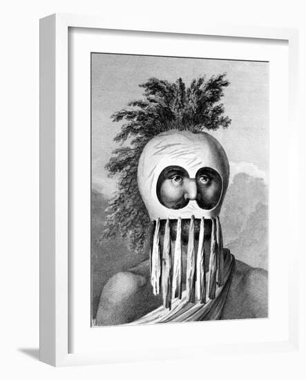 A Man of the Sandwich Islands in a Mask, Illustration from 'A Voyage to the Pacific', Engraved by…-John Webber-Framed Giclee Print